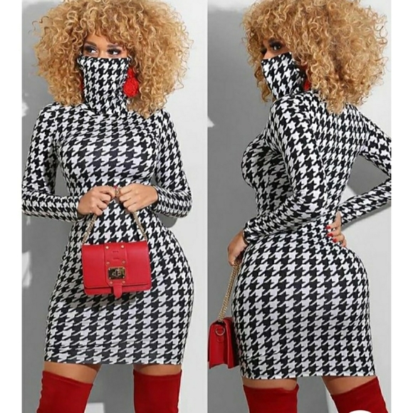 Dresses & Skirts - *1 left*Houndstooth Bodycon Dress w/attached mask